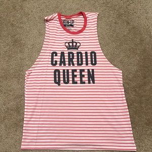 Chin Up Apparel Red & White Striped 'Cardio Queen' Tank Top